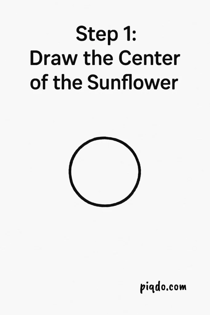 step 1 draw the center of the sunflower