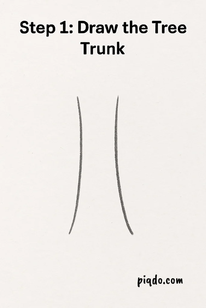 step 1 draw tree trunk