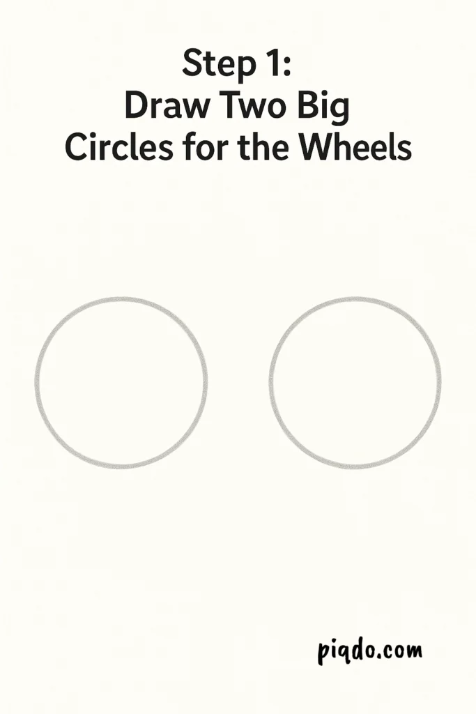 step 1 draw two circles for wheels