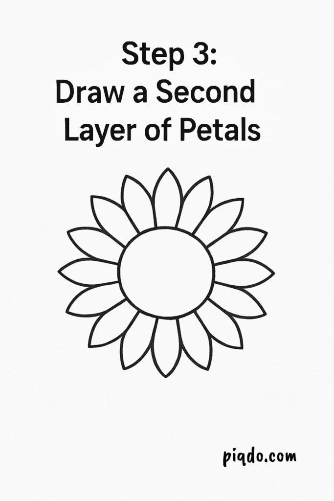 step 3 draw a second layer of petals