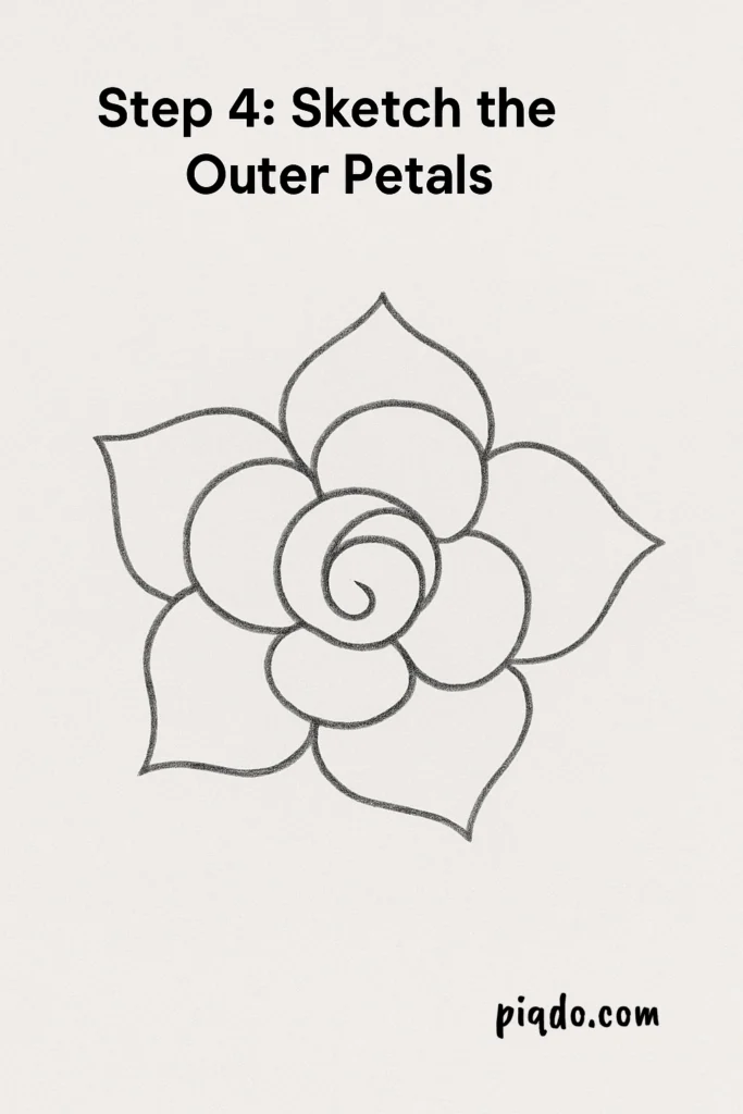 step 4 sketch the outer petals