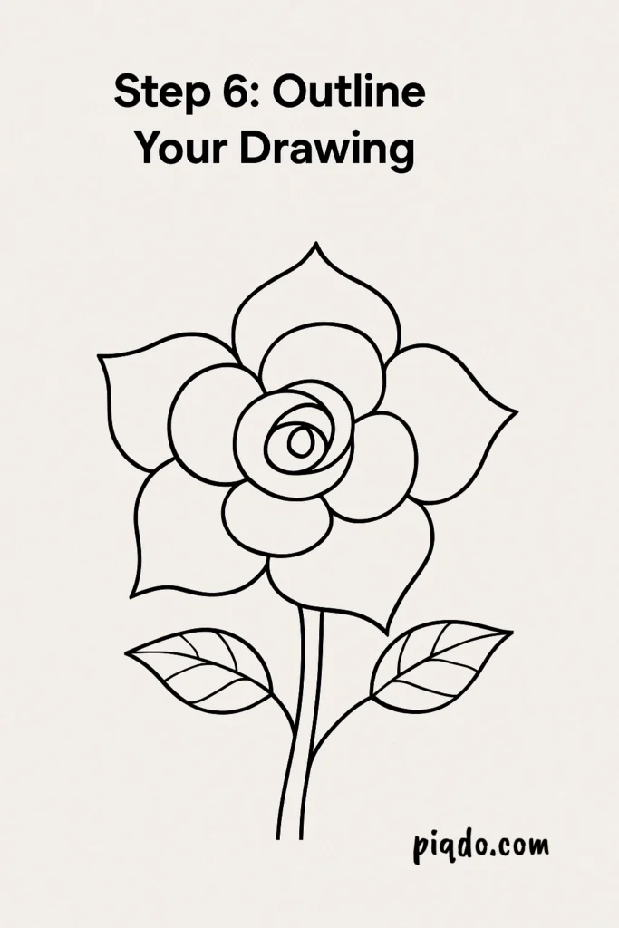 step 6 outline your drawing