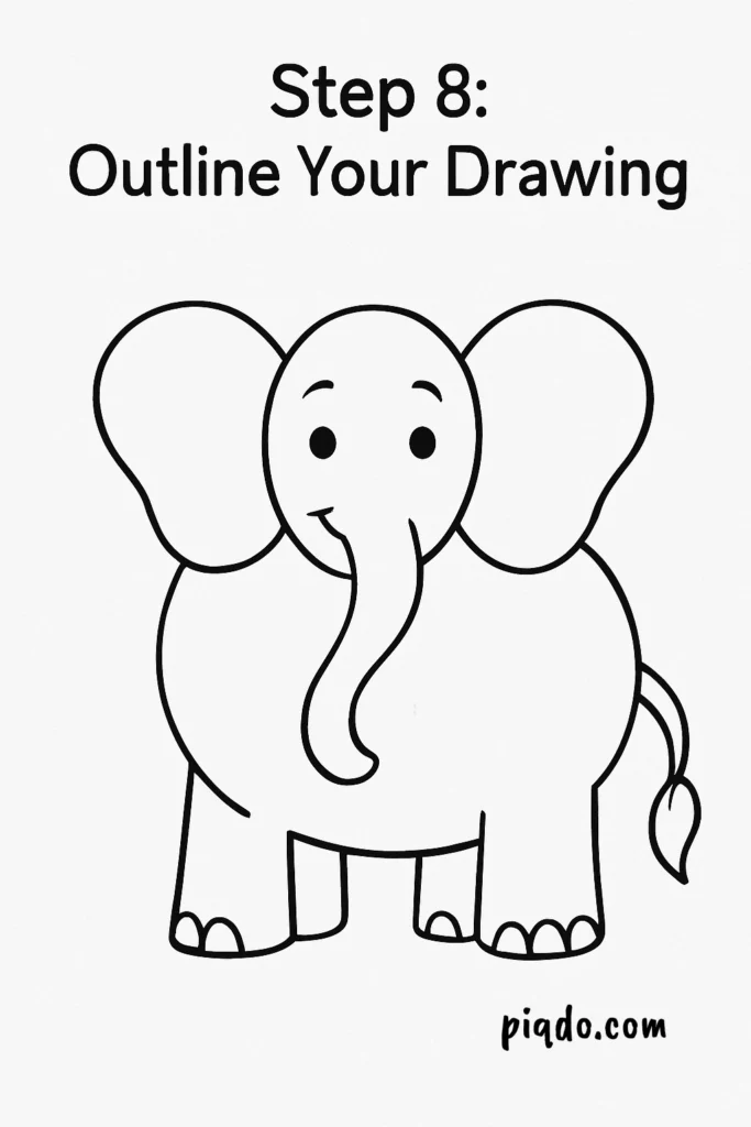 step 8 outline elephant drawing