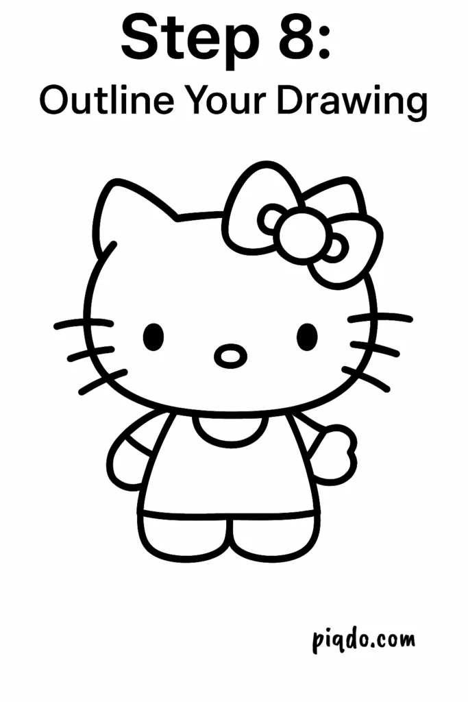 hello kitty step 8 outline drawing