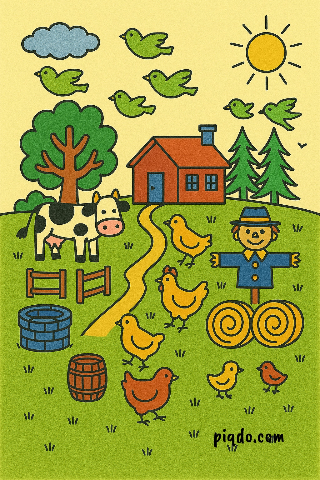 how to draw a country scene