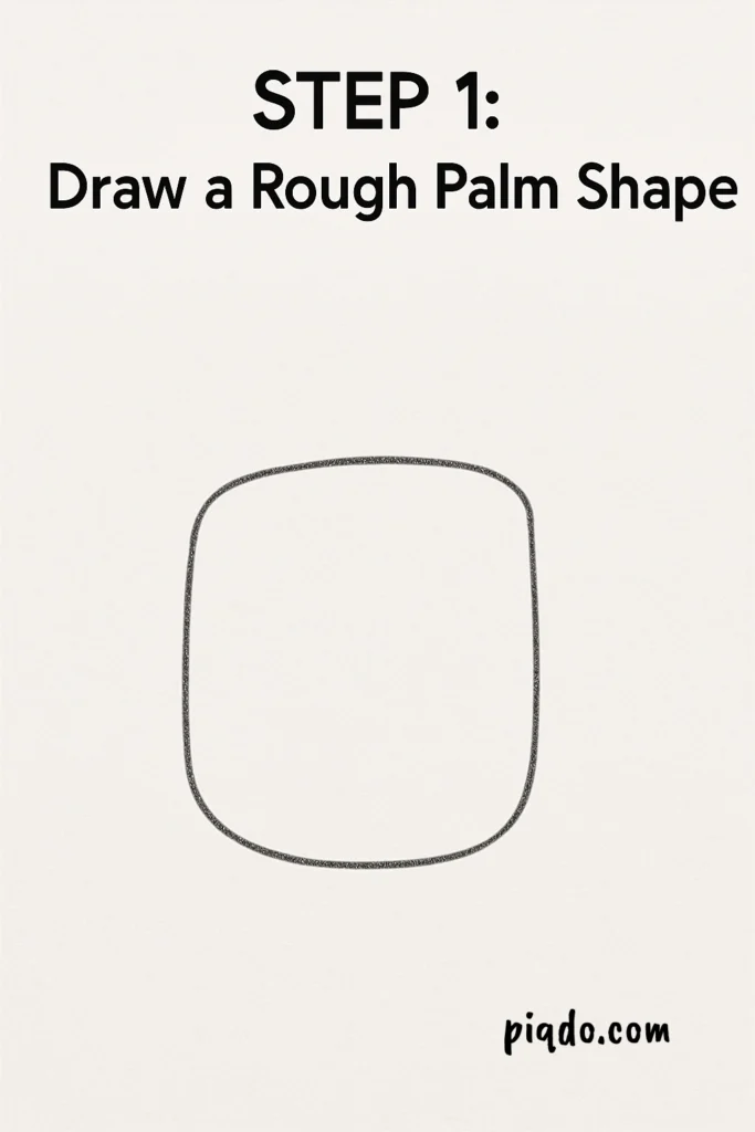 step 1 draw rough palm shape