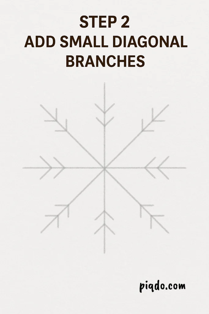 step 2 add small diagonal branches