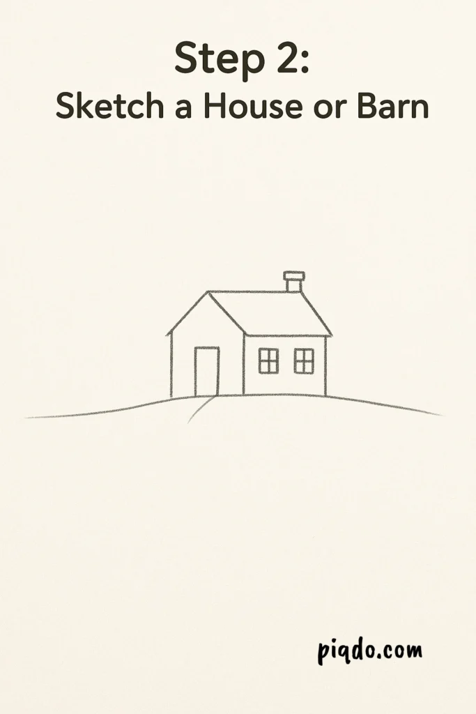 step 2 sketch a house or barn