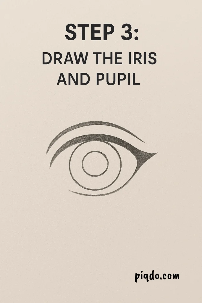 step 3 draw iris and pupil