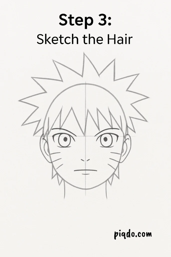 step 3 sketch naruto hair