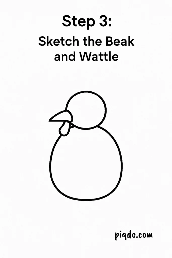 step 3 sketch the beak and wattle
