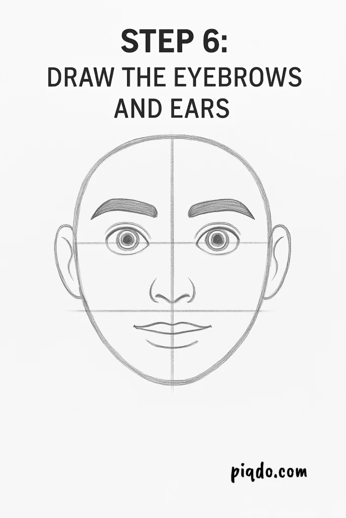 step 6 draw ears jawline