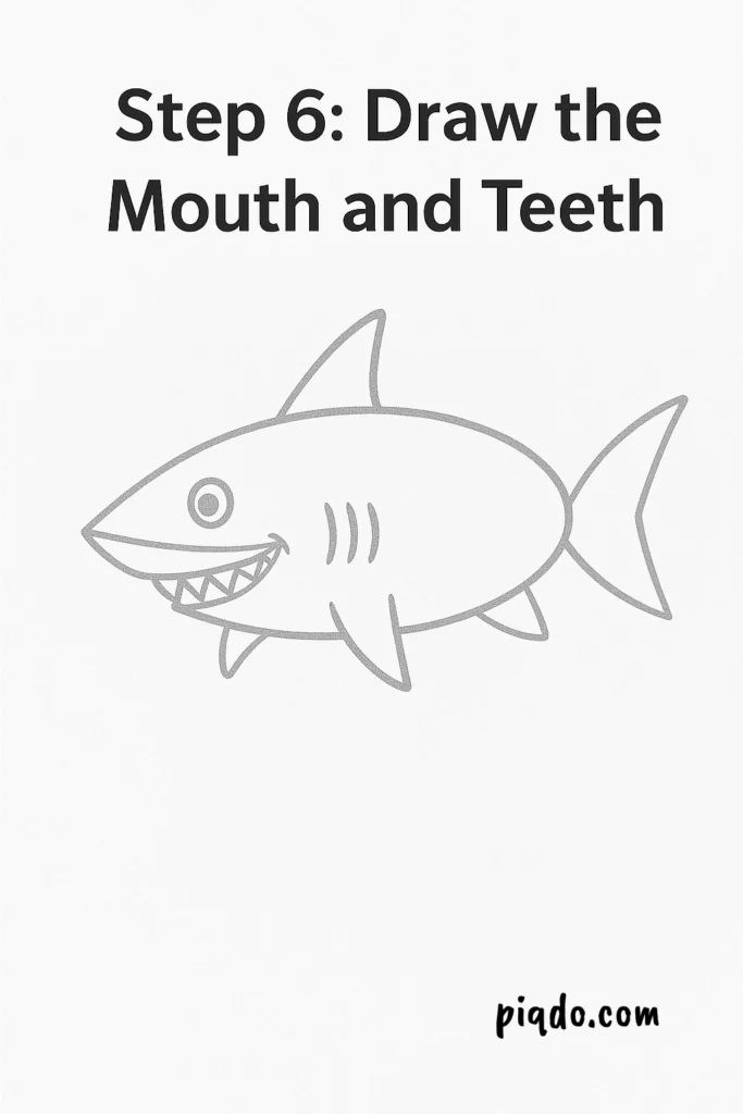 step 6 draw mouth and teeth