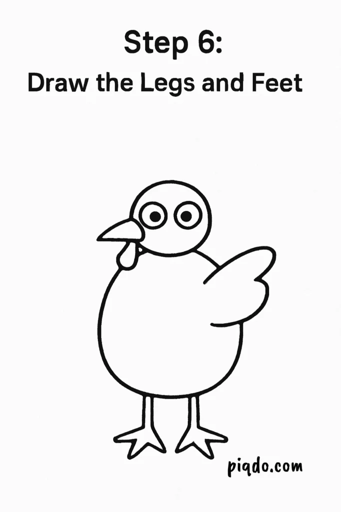 step 6 draw the legs and feet