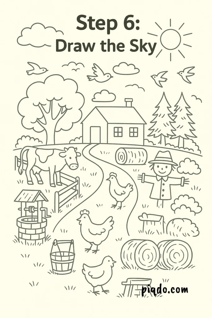 step 6 draw the sky