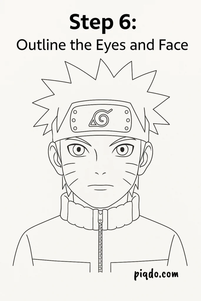 step 6 outline eyes and face naruto
