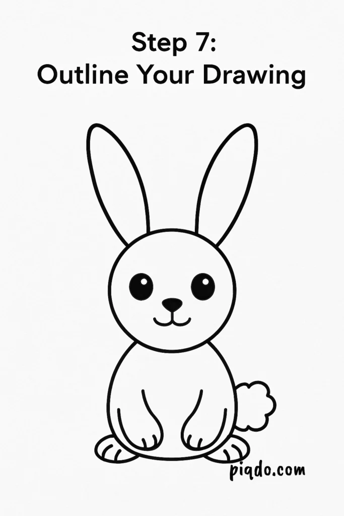 step 7 outline bunny drawing