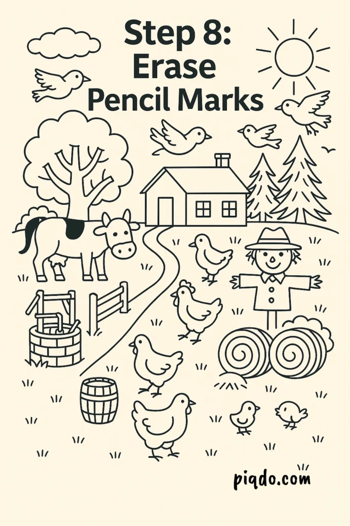 step 8 erase pencil marks