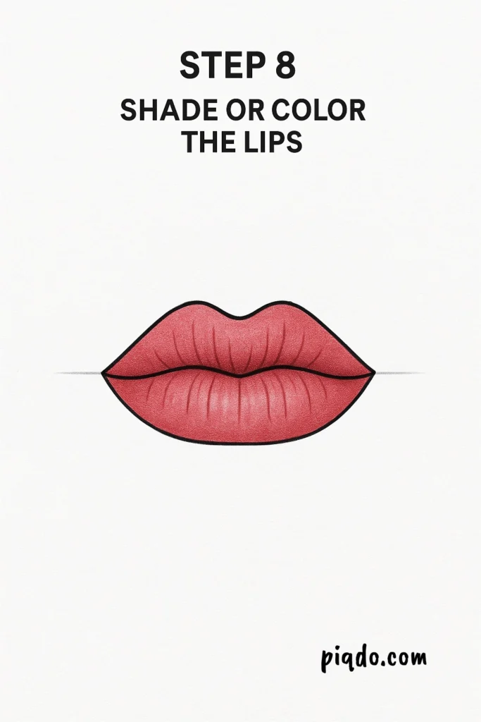step 8 shade or color the lips